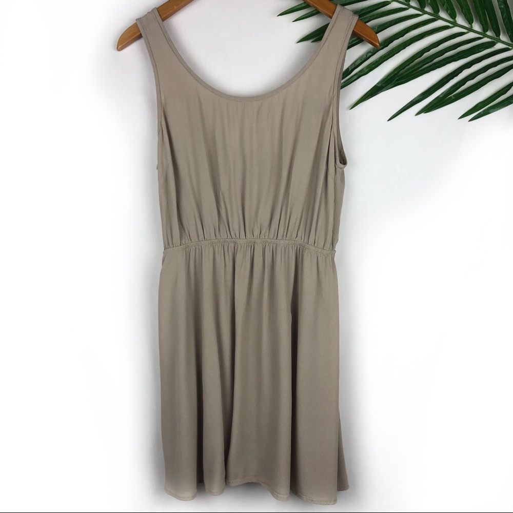 Forever 21 Tan Mini Dress Back Tie Large A Line
